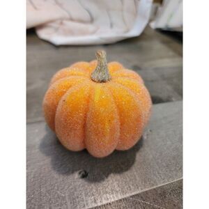 Light orange shiny shimmering mini pumpkin Halloween decor figure